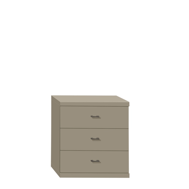50cm 3 Drawer Bedside Cabinet In Pebble Grey Finish With Silver Handles - Lucy