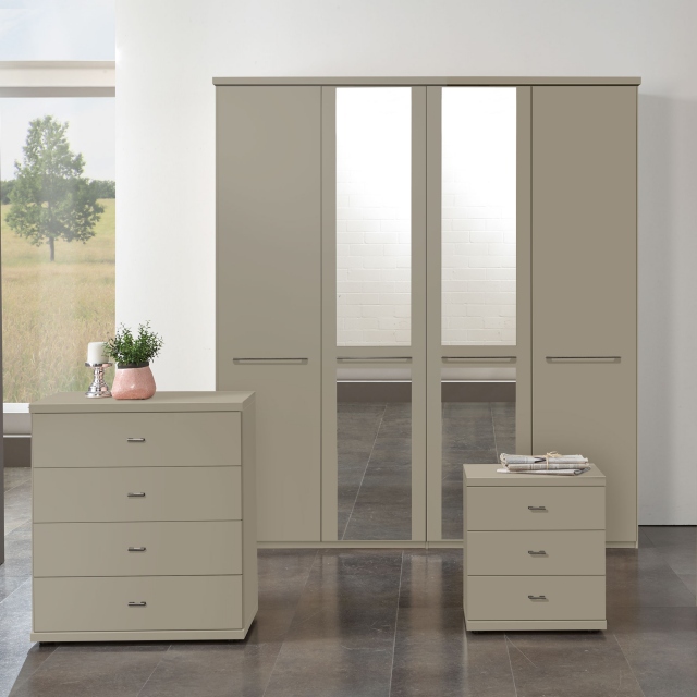 50cm 3 Drawer Bedside Cabinet In Pebble Grey Finish With Silver Handles - Lucy