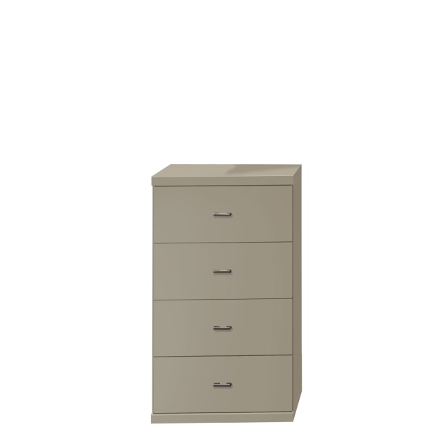 Narrow 4 Drawer Unit In Pebble Grey Finish With Silver Handles - Lucy