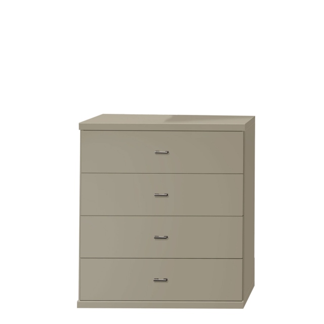 75cm 4 Drawer Unit In Pebble Grey Finish With Silver Handles - Lucy