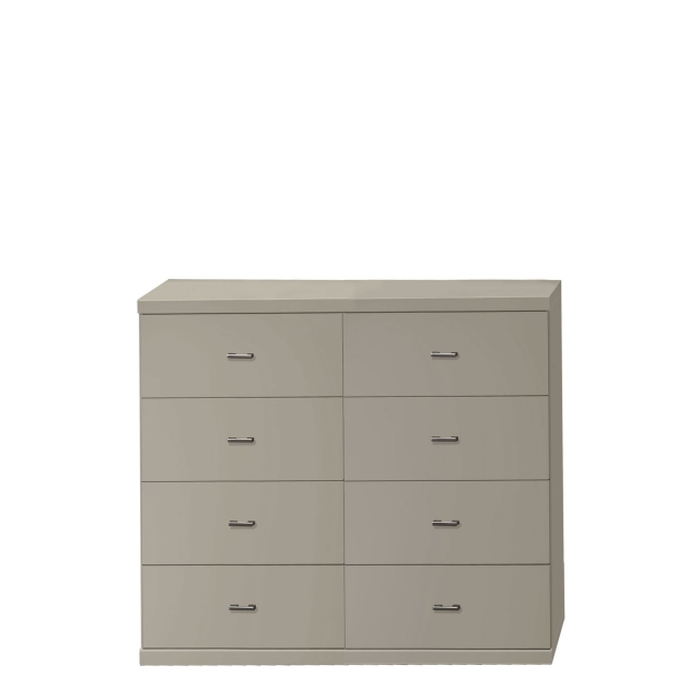 8 Drawer Unit In Pebble Grey Finish With Silver Handles - Lucy
