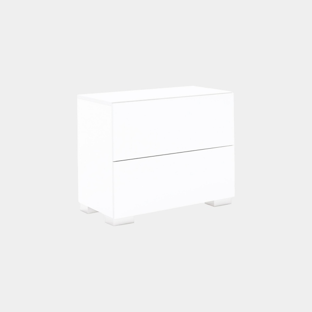 2 Drawer Night Table In White High Gloss Finish - Alice