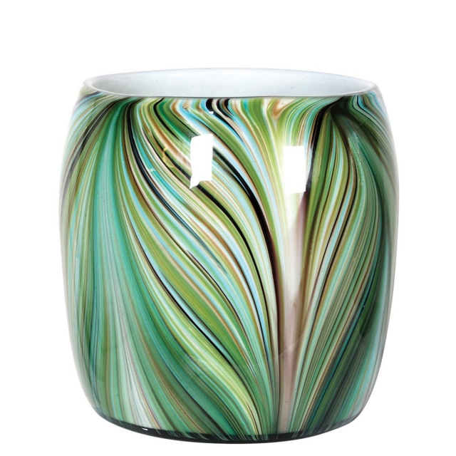 Green Round Vase - Waves