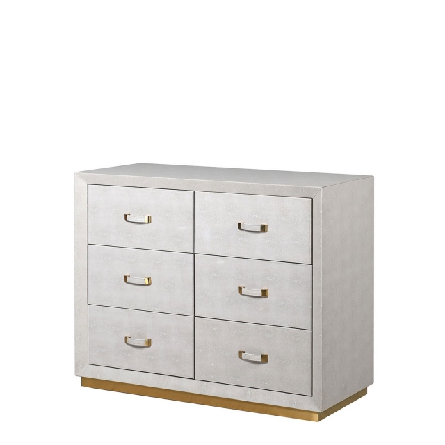 6 Drawer Chest In Ivory Faux Shagreen - Roxanne