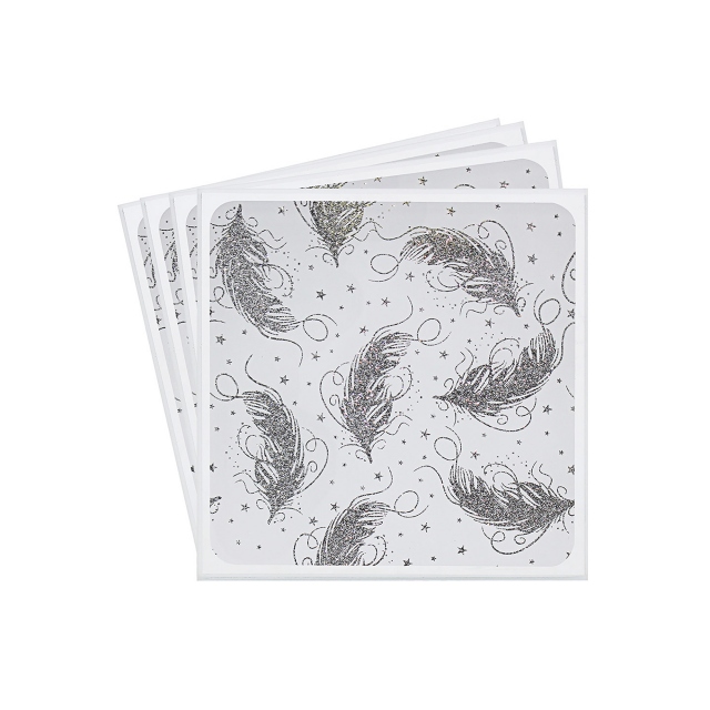 Glitter Feather Coasters Set Of 4