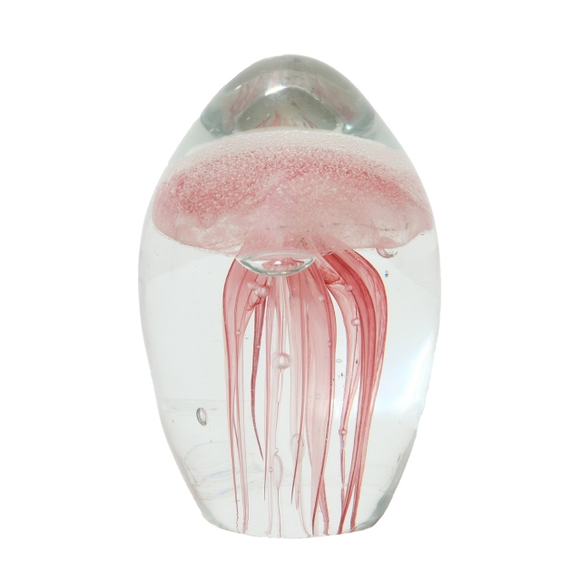 Rose Jellyfish Glass Paperweight With Gift Box