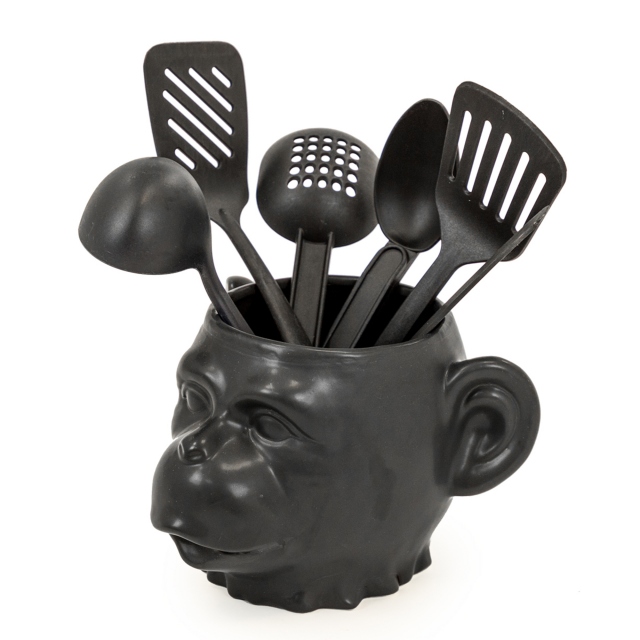 Black Ceramic Monkey Face Pot/Vase