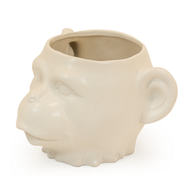White Ceramic Monkey Face Pot/Vase