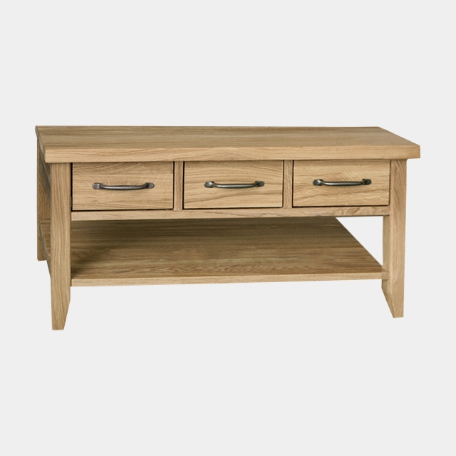 3 Drawer Coffee Table In Oak Finish - Loxley