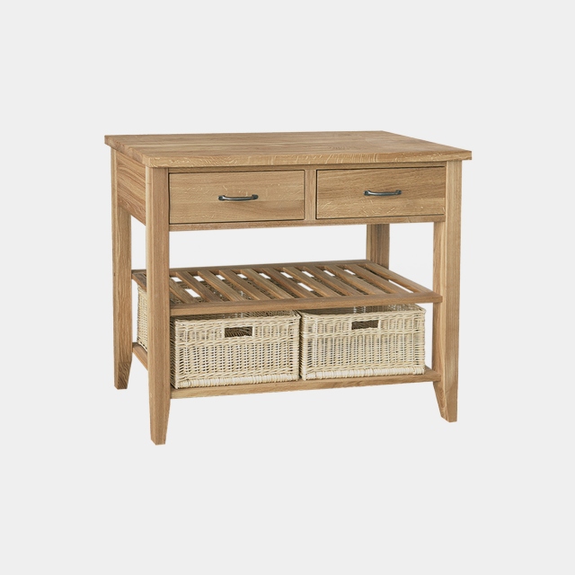 2 Drawer 2 Baskets Console Table In Oak Finish - Loxley