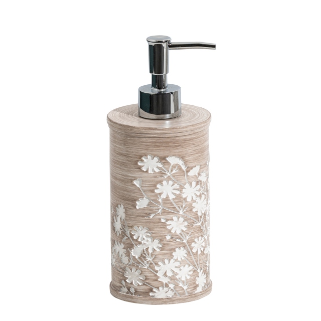 Floral Linen Liquid Soap Dispenser Beige