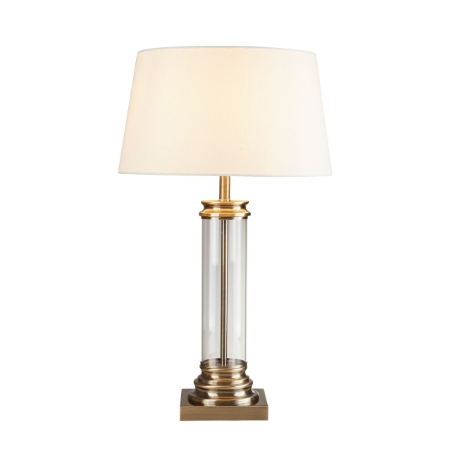 Statten Antique Brass Table Lamp Cream Shade