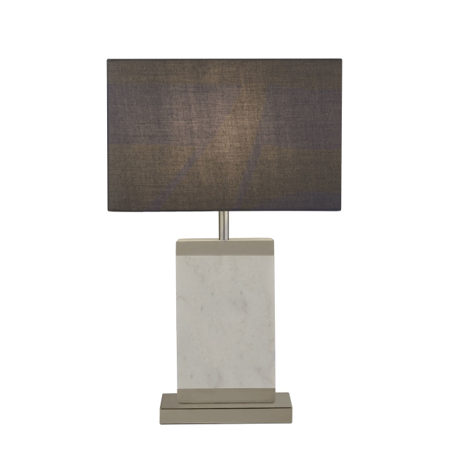 Radd White Marble Table Lamp Grey Shade
