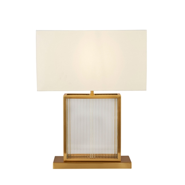 Satin Brass Tempered Glass Table Lamp - Ridley
