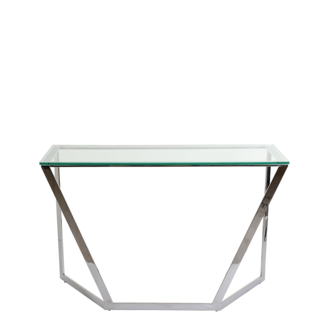 Console Table With Stainless Steel Frame & Clear Glass Top - Vason