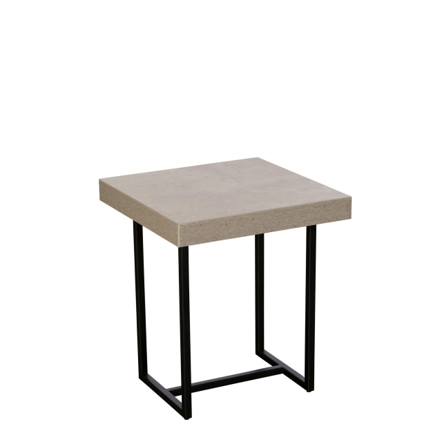 Seattle - Lamp Table With Concrete Effect Top & Black Metal Base