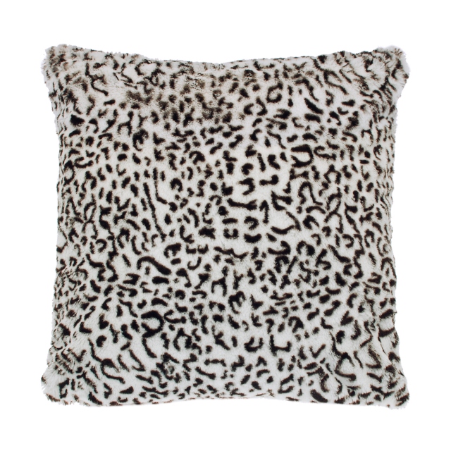 Leopard Faux Fur Black Cushion Small
