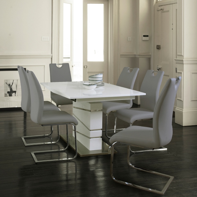 130cm Extending Table & 4 Dark Grey Chairs - Artemis