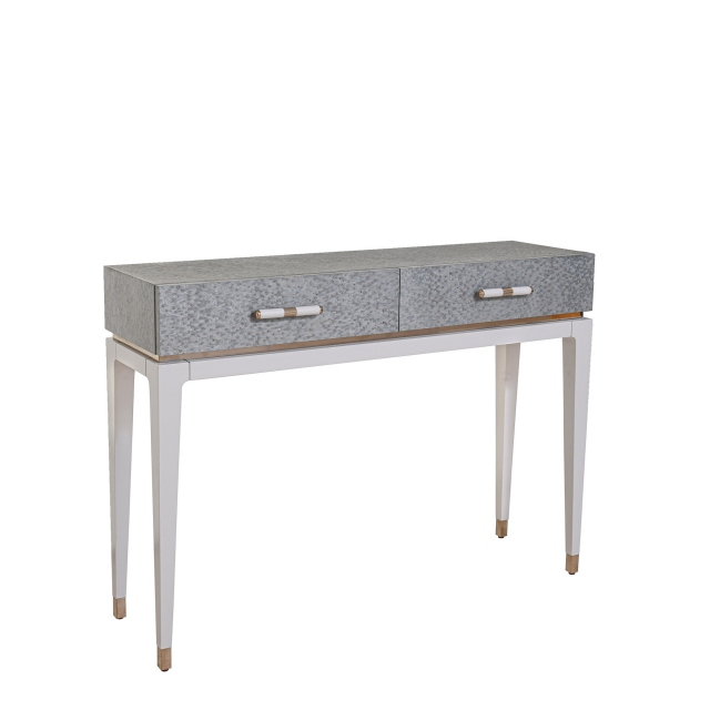 2 Drawer Console Table In Ash Burl Light Grey - Braga