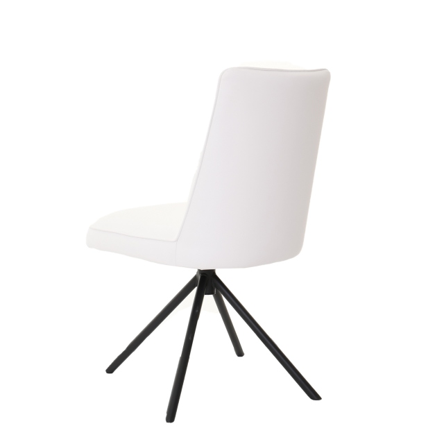 Faux Leather Swivel Dining Chair In White - Imola