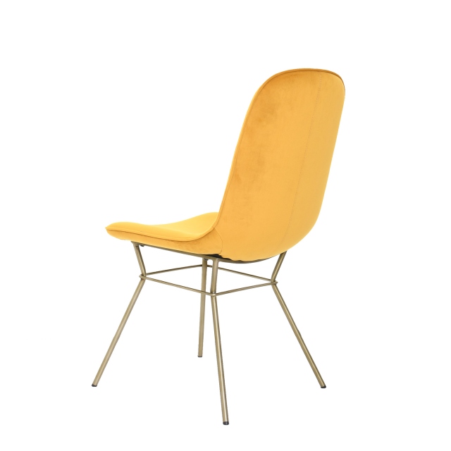 Dining Chair In Mustard Velvet With Brass Legs - Nelson