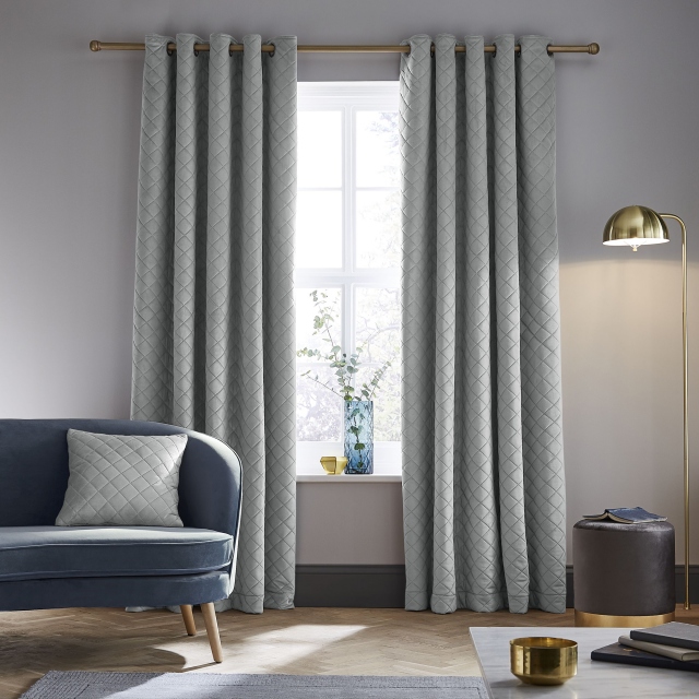 Eyelet Curtain Grey Pair - So Soft Luxe