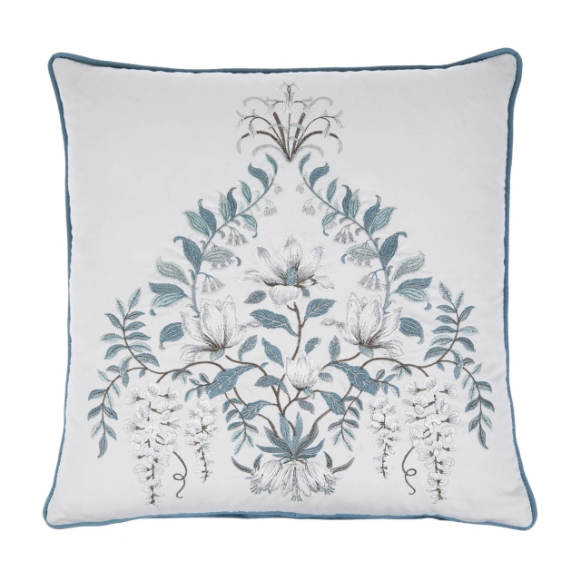 Parterre Embroidered Cushion Seaspray - Laura Ashley