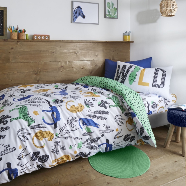 Wild Jungle Animals Blue Bedding Collection - Pineapple Elephant