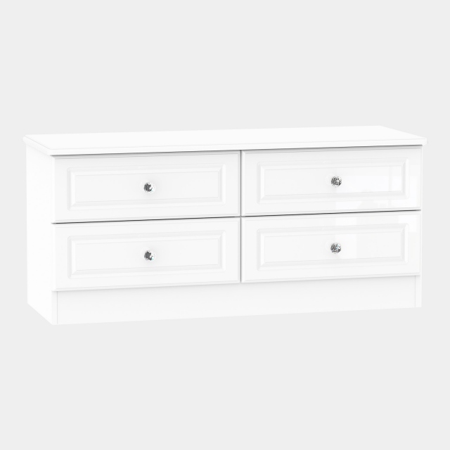 4 Drawer Bed Box White High Gloss With Crystal Handles - Lincoln