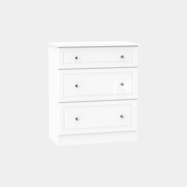 3 Drawer Deep Chest In White High Gloss - Lincoln