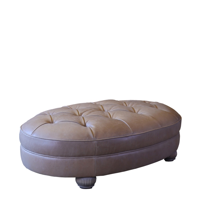 Oval Footstool In Leather - Tetrad Strand
