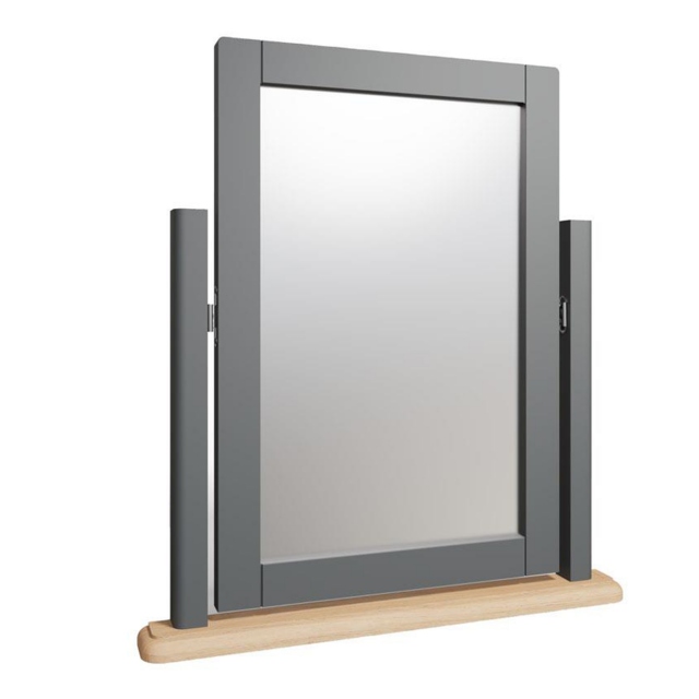Dressing Table Mirror Grey Finish With Oak Top - Shoreditch