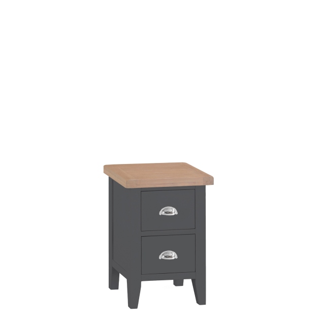 Small 2 Drawer Bedside Charcoal Finish Oak Top - Hampshire