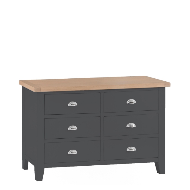 6 Drawer Chest Charcoal Finish With Oak Top - Hampshire