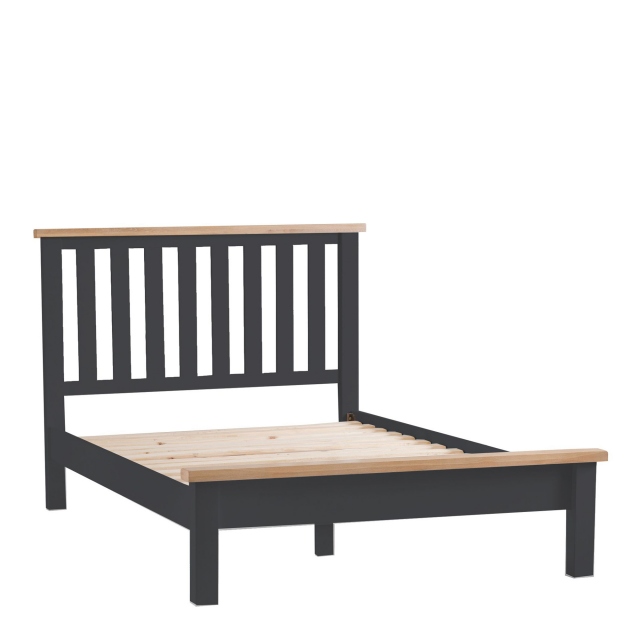 Bedframe Charcoal Finish With Oak Top - Hampshire