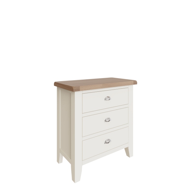 3 Drawer Chest White Finish With Oak Top - Hampshire