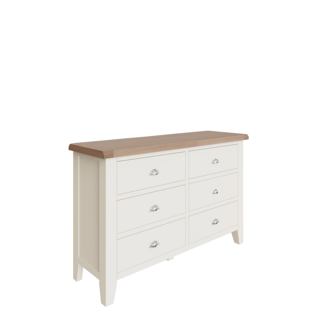 6 Drawer Chest White Finish With Oak Top - Hampshire