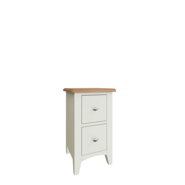 2 Drawer Bedside White Finish With Oak Top - Burham