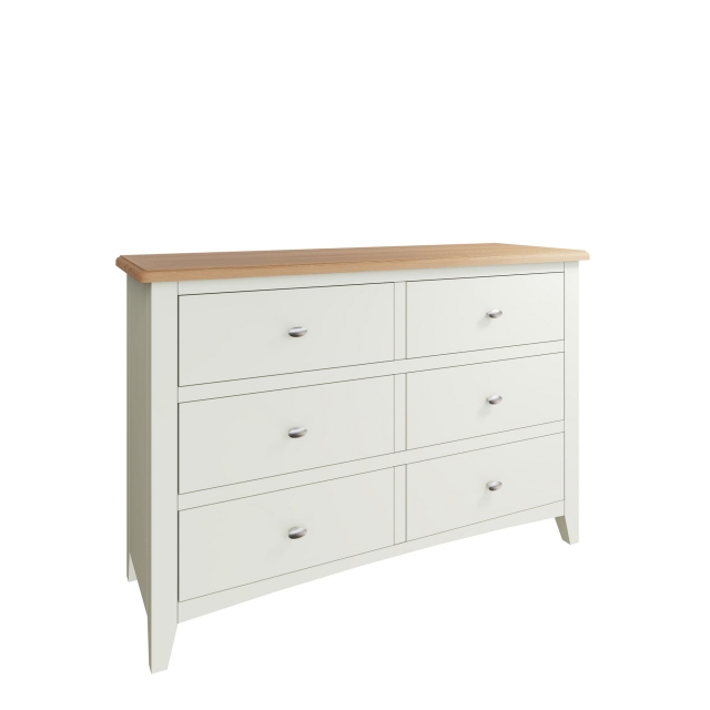 6 Drawer Chest White Finish With Oak Top - Burham
