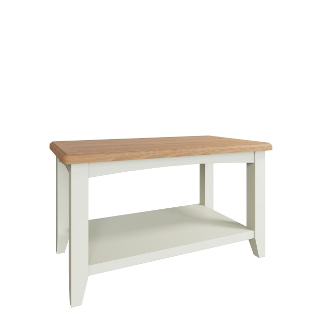 Small Coffee Table White Finish With Oak Top - Burham