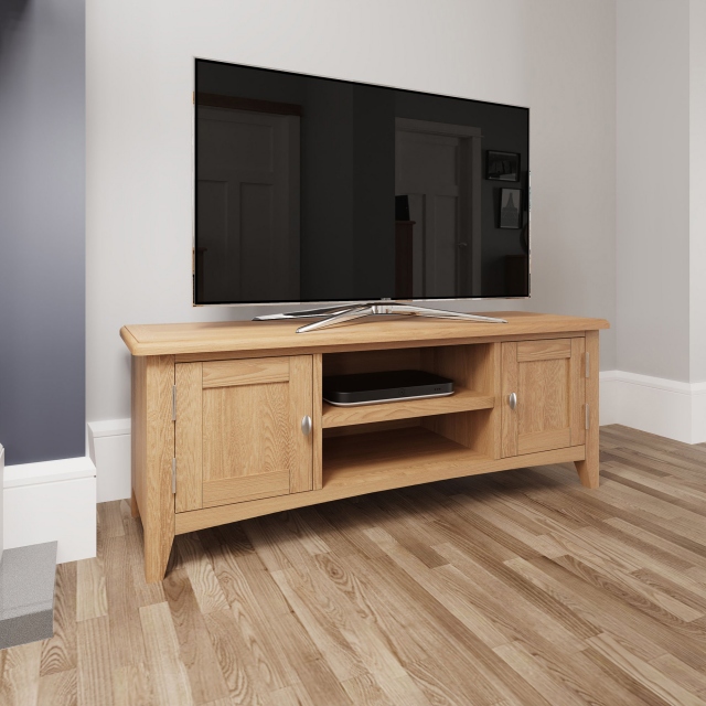120cm Large TV Unit Oak Finish - Burham