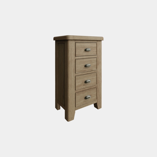 4 Drawer Narrow Chest Blue Finish With Oak Top - Farringdon
