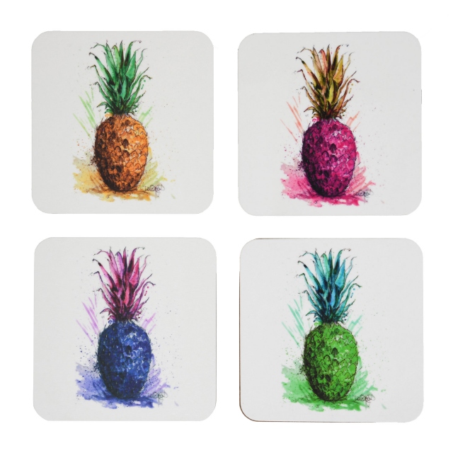 Set of 4 Coasters - Pineapple