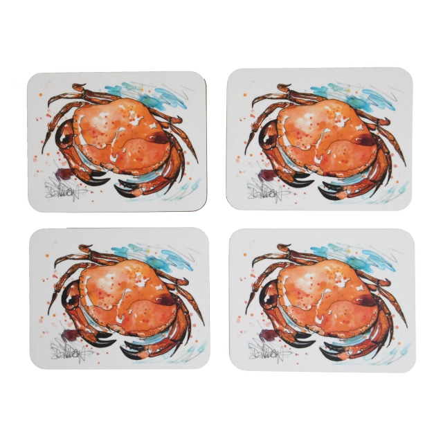 Set of 4 Coasters - Crab