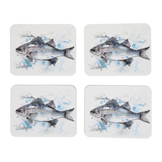 Set of 4 Coasters - Sea Bass