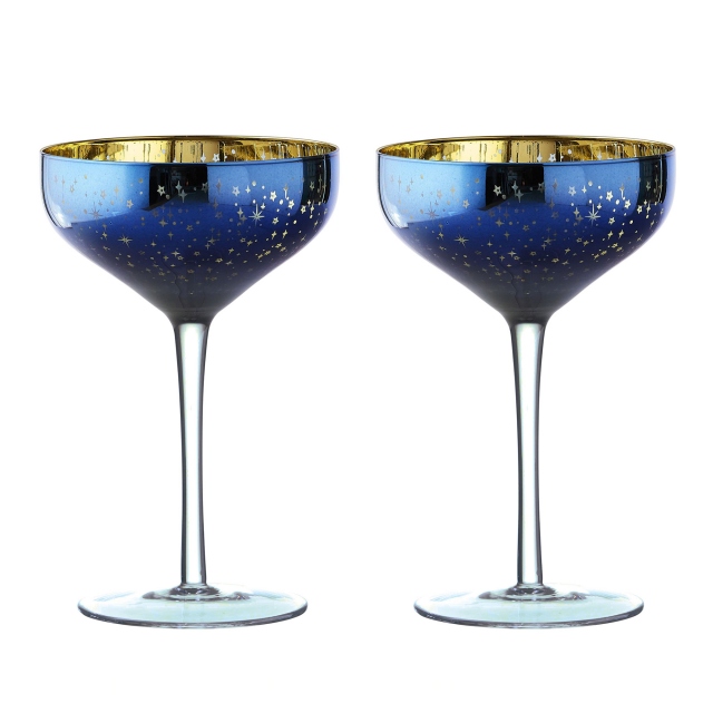 Set of 2 - Galaxy Champagne Saucers