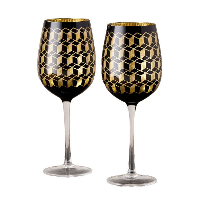 Set of 2 - Cubic Wine Glasses