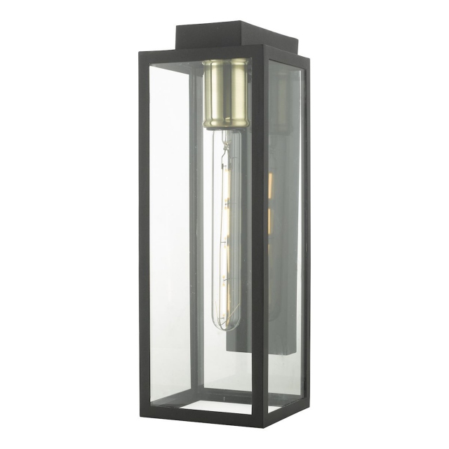 Hull Outdoor Wall Light Black Box Clear Glass