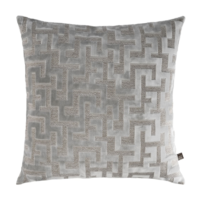 Maze Velvet Silver Cushion Small