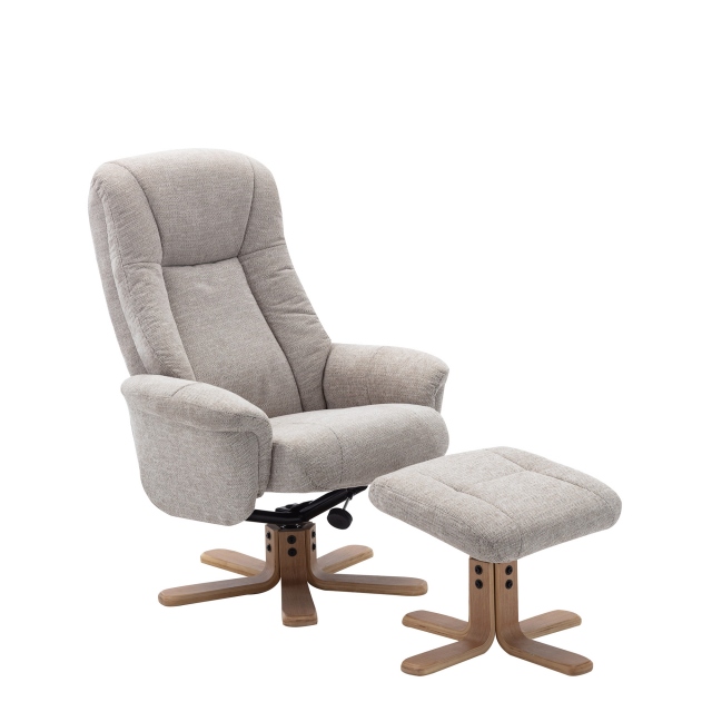 Swivel Chair With Footstool In Fabric Lille - Sierra
